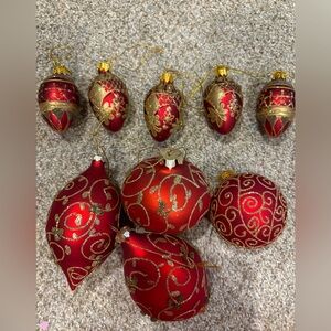 Elegant Red and Gold Holiday Ornaments